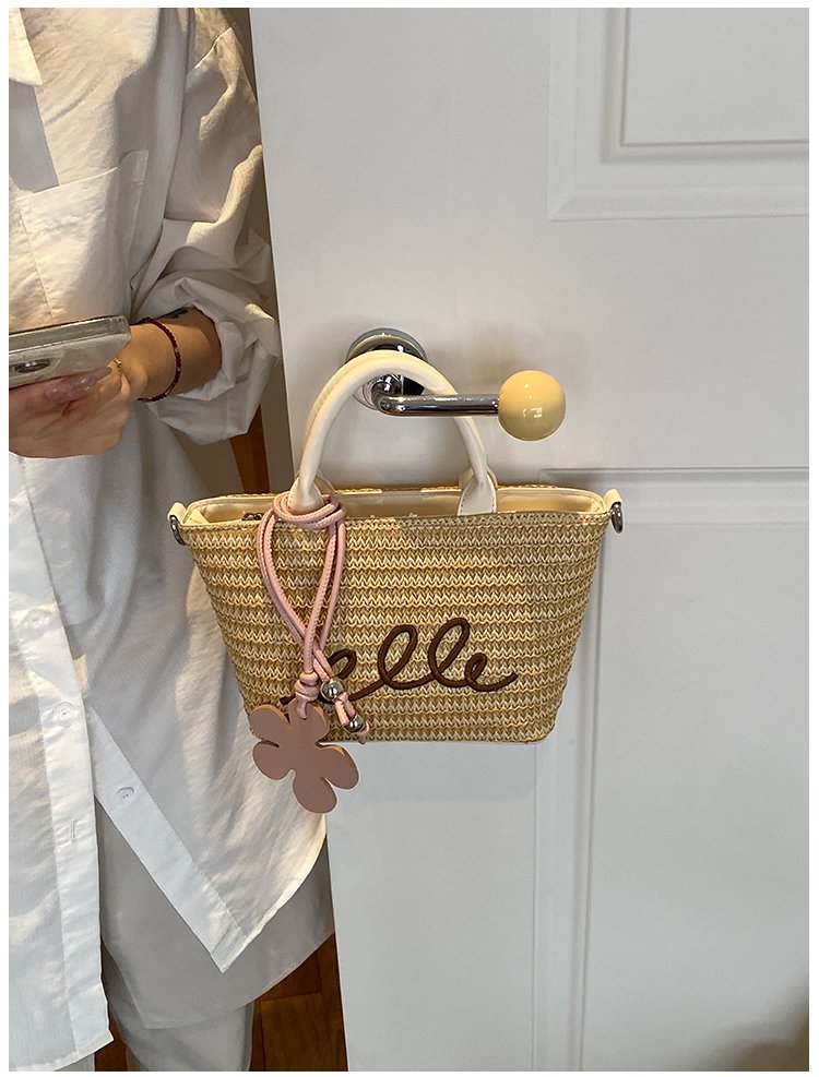 Women's PU Leather Letter Woven Basket Tote Bag detail 39