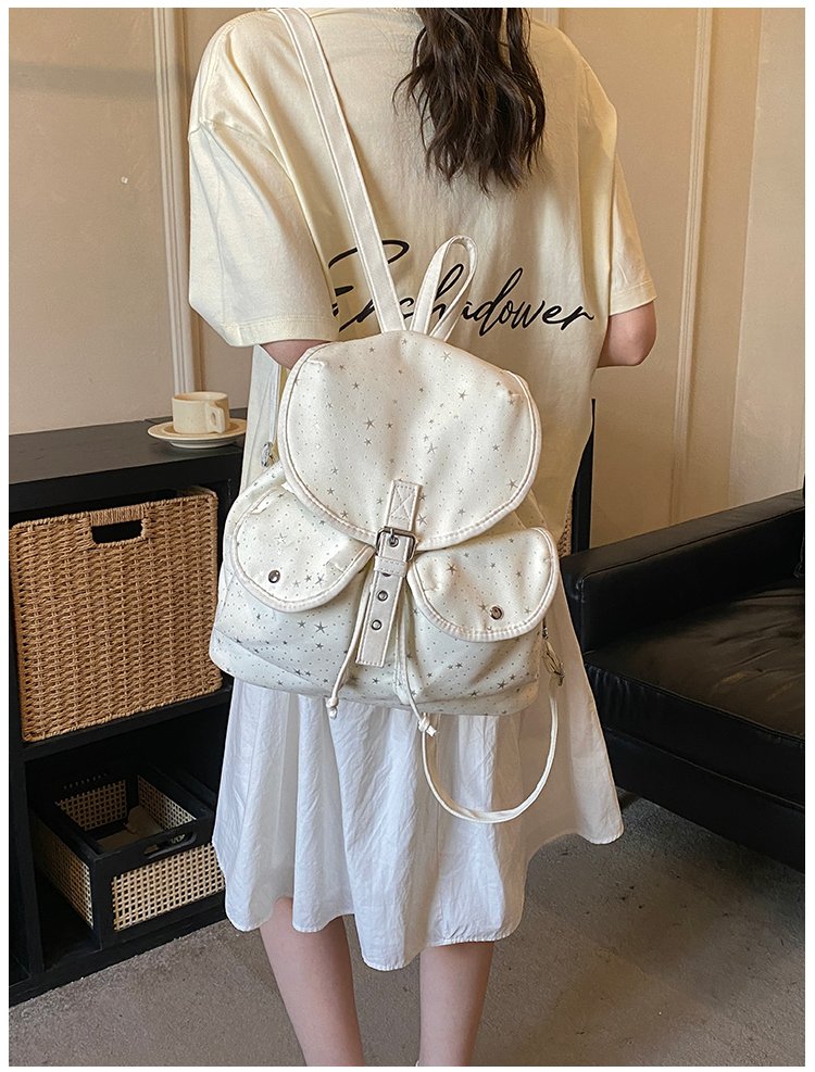 Lightweight Geometric Canvas Drawstring Backpack for Women detail 21