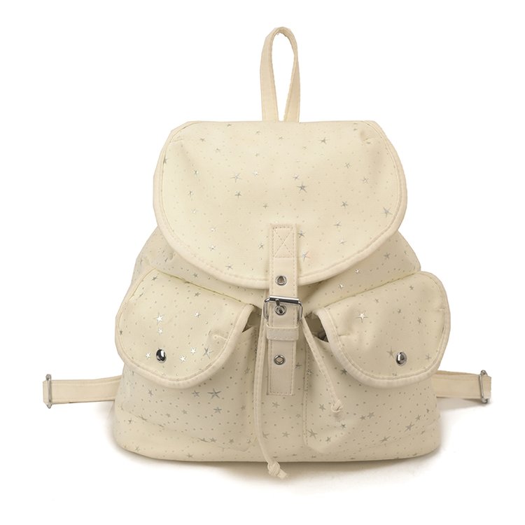 Lightweight Geometric Canvas Drawstring Backpack for Women view 3
