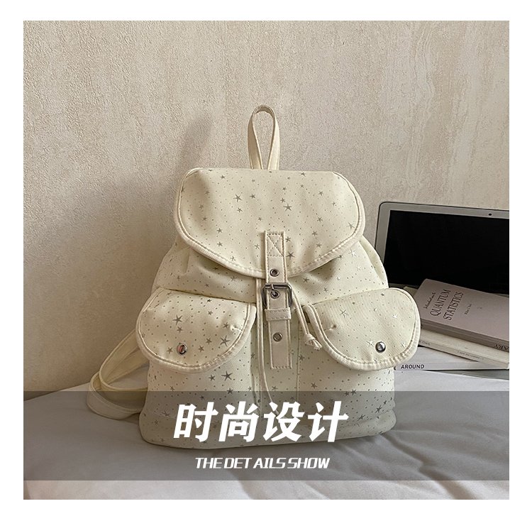 Lightweight Geometric Canvas Drawstring Backpack for Women detail 8