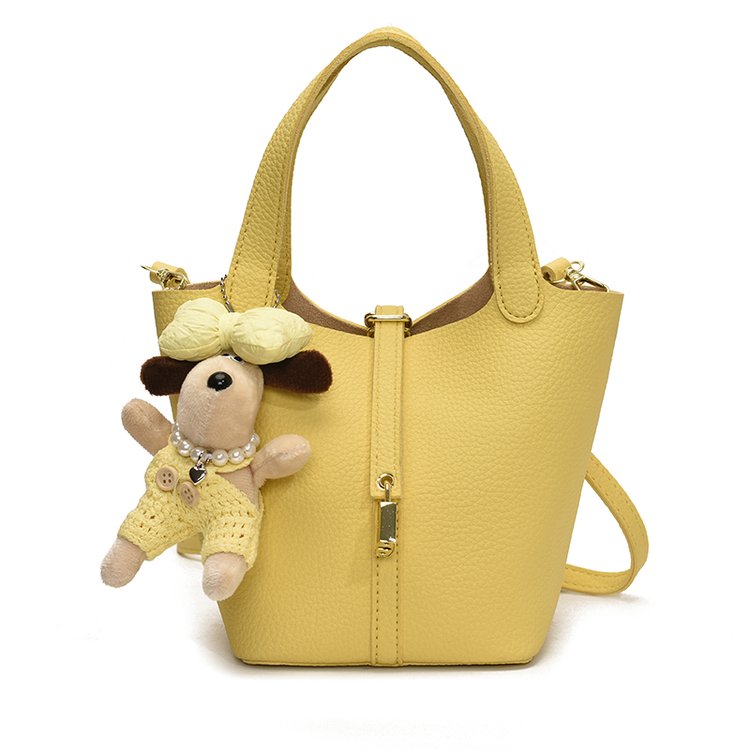 Women's PU Leather Mini Top Handle Bucket Bag view 11