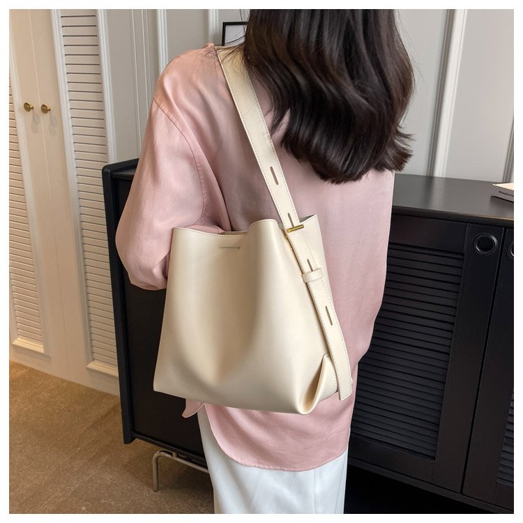 Women's PU Leather Minimal Bucket Bag view 3