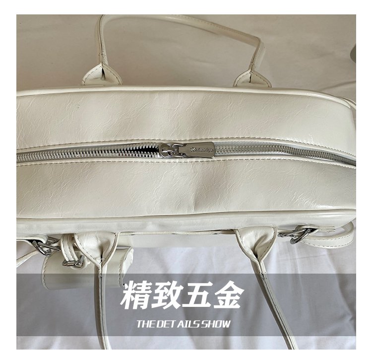 Unisex PU Leather Minimal Zip Crossbody Bag detail 10