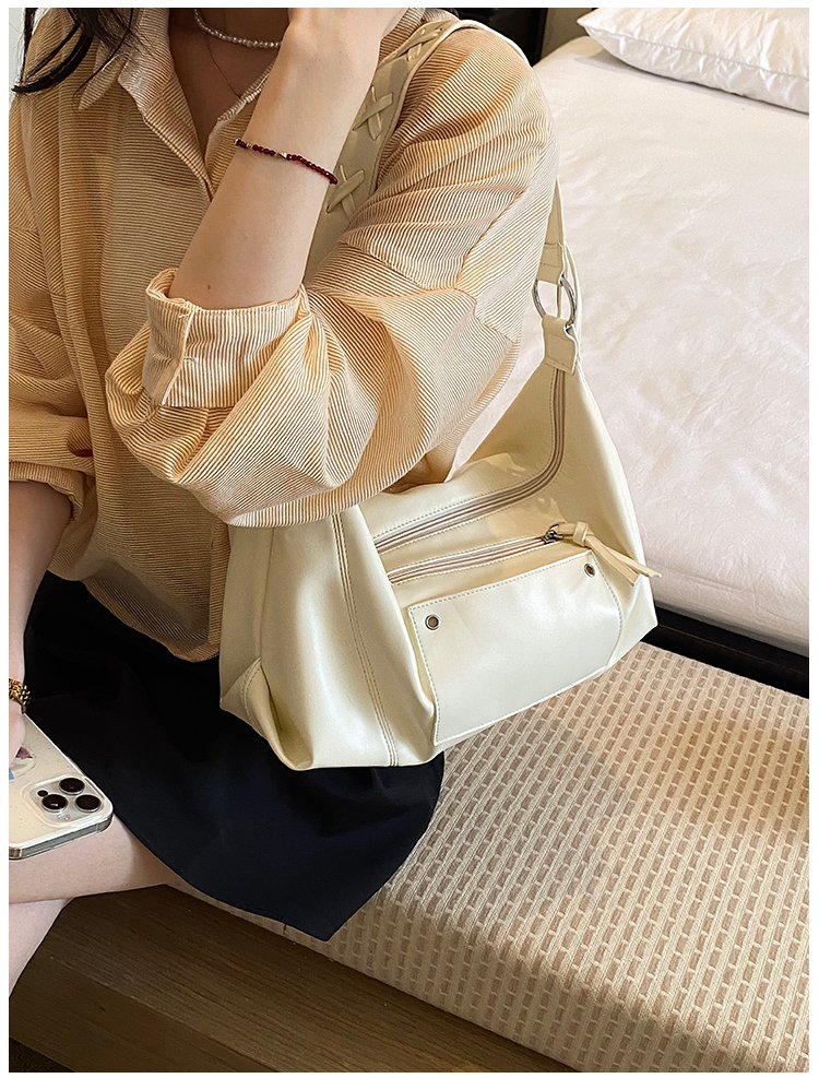 Women's PU Leather Minimal Zip Shoulder Bag detail 16