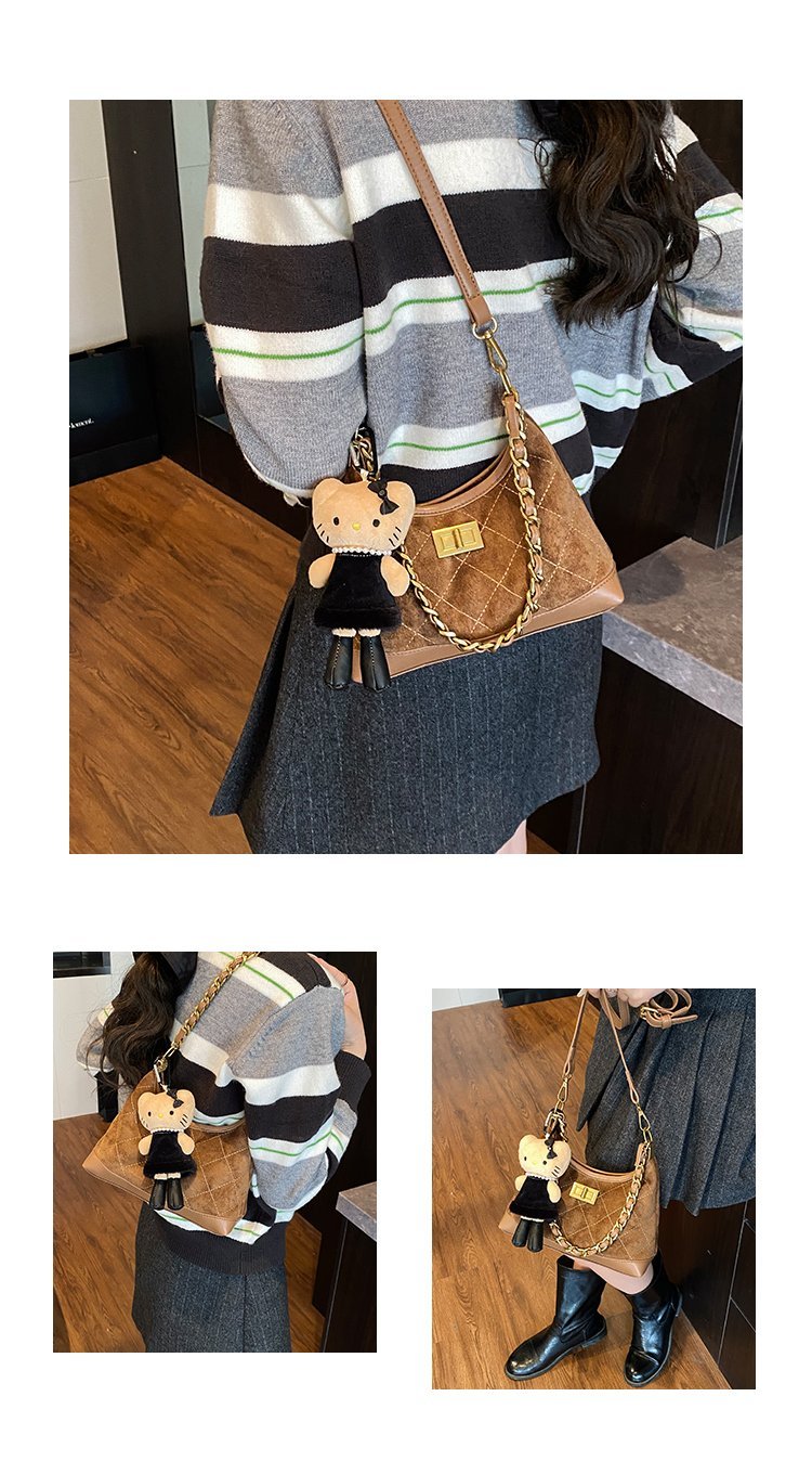 Women's PU Leather Monogram Chain Crossbody Bag detail 9