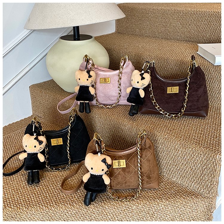 Women's PU Leather Monogram Chain Crossbody Bag detail 1
