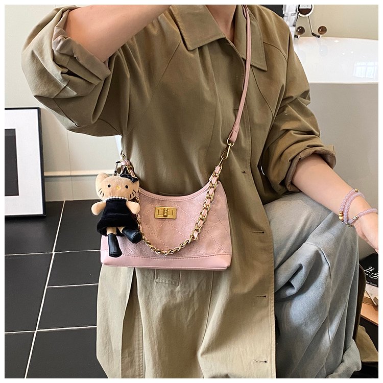 Women's PU Leather Monogram Chain Crossbody Bag view 9
