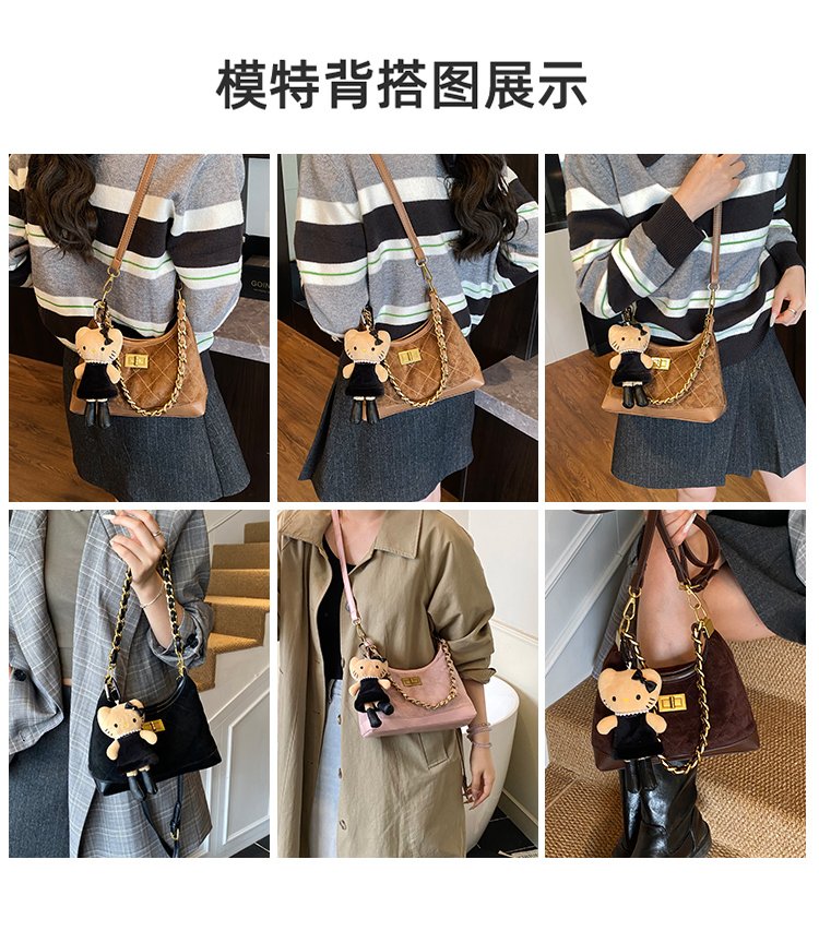 Women's PU Leather Monogram Chain Crossbody Bag detail 5
