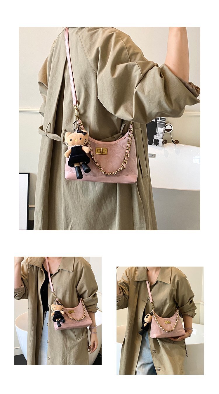 Women's PU Leather Monogram Chain Crossbody Bag detail 8
