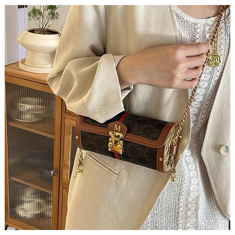 Women's PU Leather Monogram Chain Flap Crossbody Bag detail 24