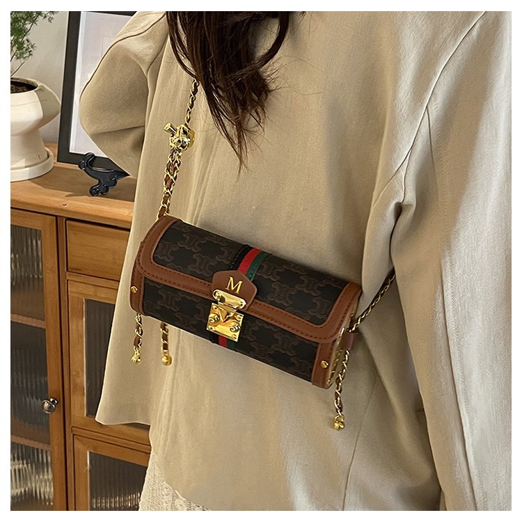 Women's PU Leather Monogram Chain Flap Crossbody Bag detail 25