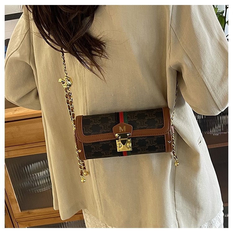 Women's PU Leather Monogram Chain Flap Crossbody Bag detail 27