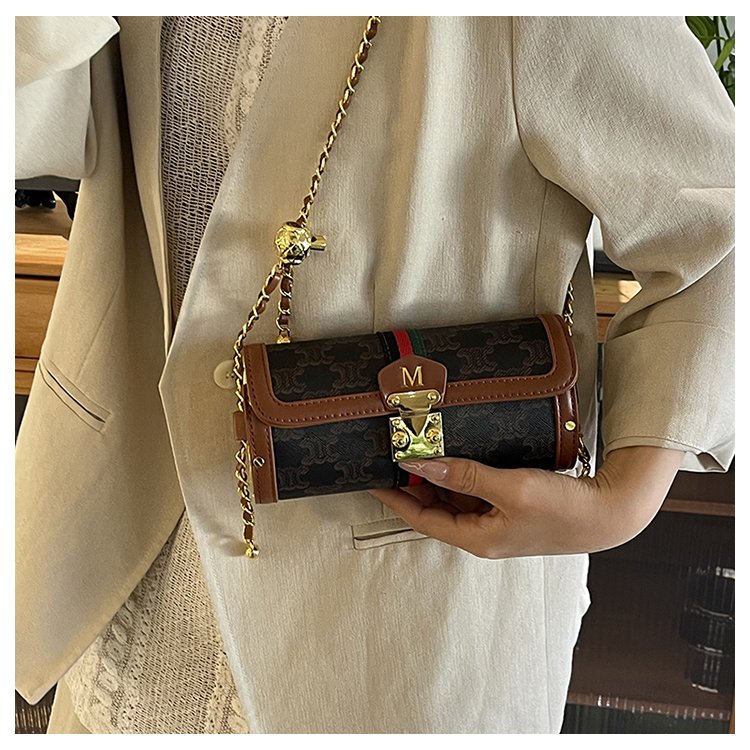 Women's PU Leather Monogram Chain Flap Crossbody Bag detail 28