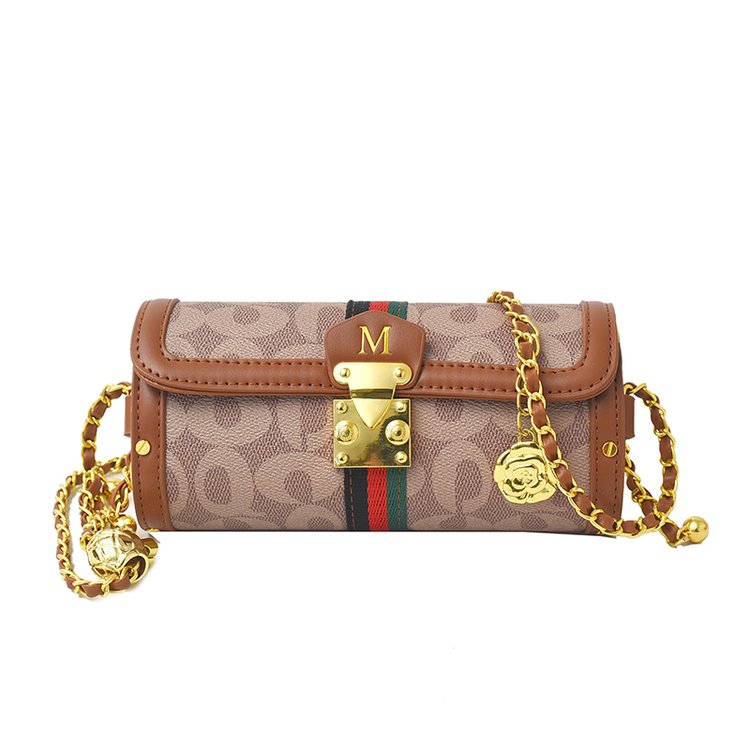 Women's PU Leather Monogram Chain Flap Crossbody Bag view 3