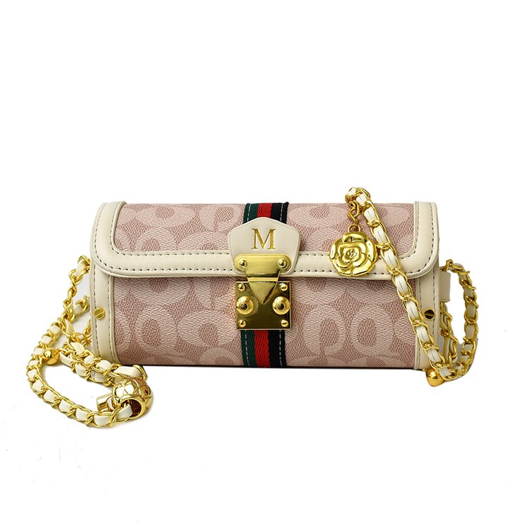 Women's PU Leather Monogram Chain Flap Crossbody Bag view 4