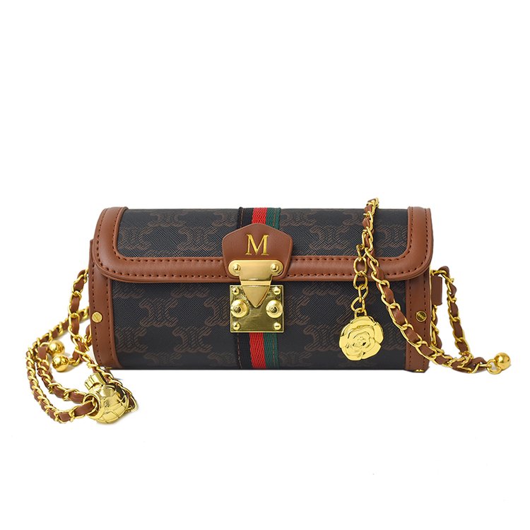 Women's PU Leather Monogram Chain Flap Crossbody Bag view 5