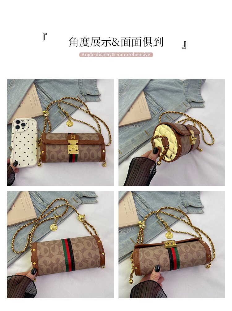 Women's PU Leather Monogram Chain Flap Crossbody Bag detail 5