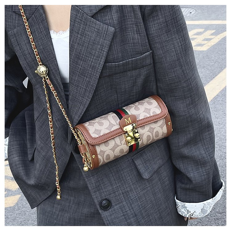 Women's PU Leather Monogram Chain Flap Crossbody Bag detail 6