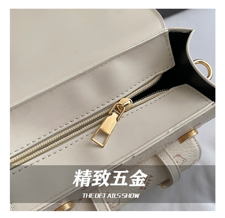 Women's PU Leather Monogram Flap Backpack detail 11