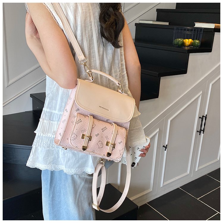 Women's PU Leather Monogram Flap Backpack detail 23