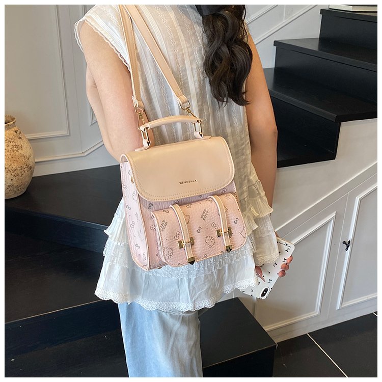 Women's PU Leather Monogram Flap Backpack detail 26