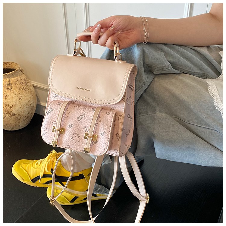 Women's PU Leather Monogram Flap Backpack detail 29