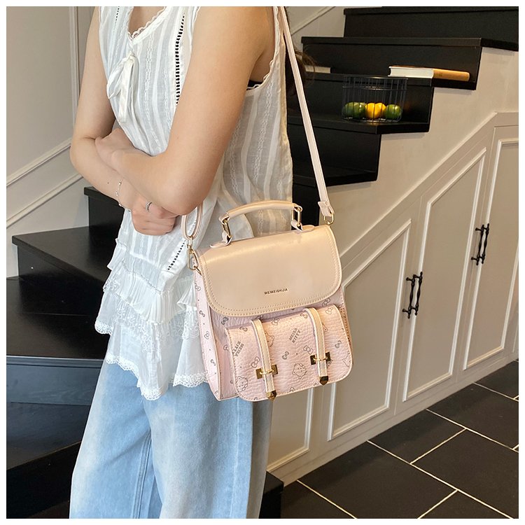 Women's PU Leather Monogram Flap Backpack detail 32