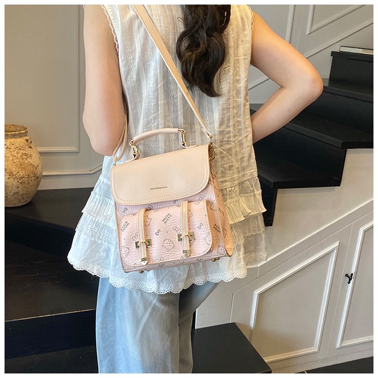 Women's PU Leather Monogram Flap Backpack detail 34