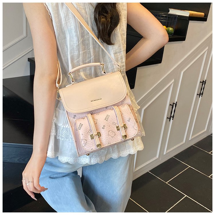 Women's PU Leather Monogram Flap Backpack detail 35