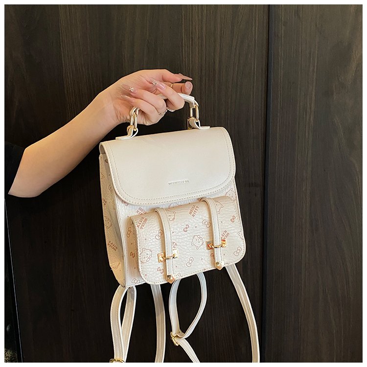 Women's PU Leather Monogram Flap Backpack detail 37