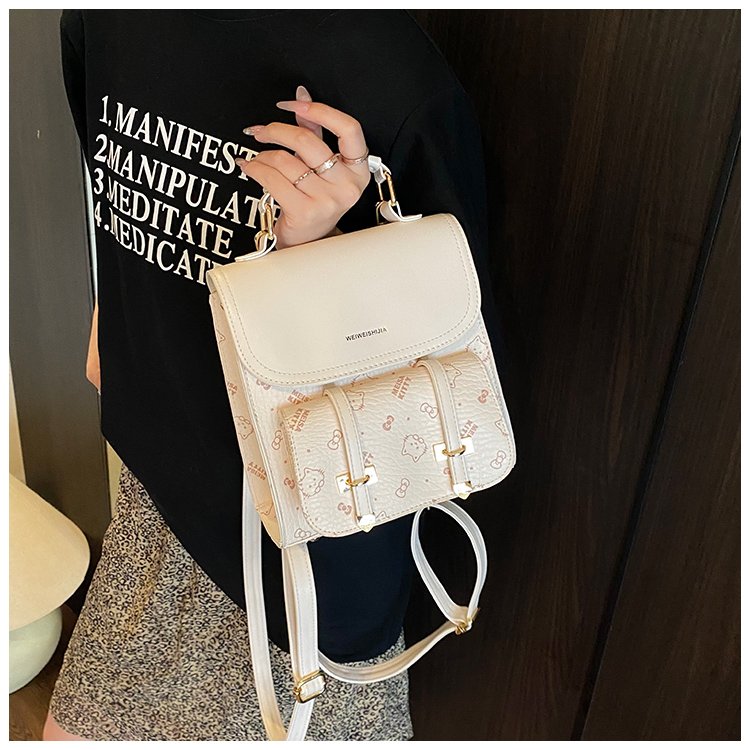 Women's PU Leather Monogram Flap Backpack detail 38