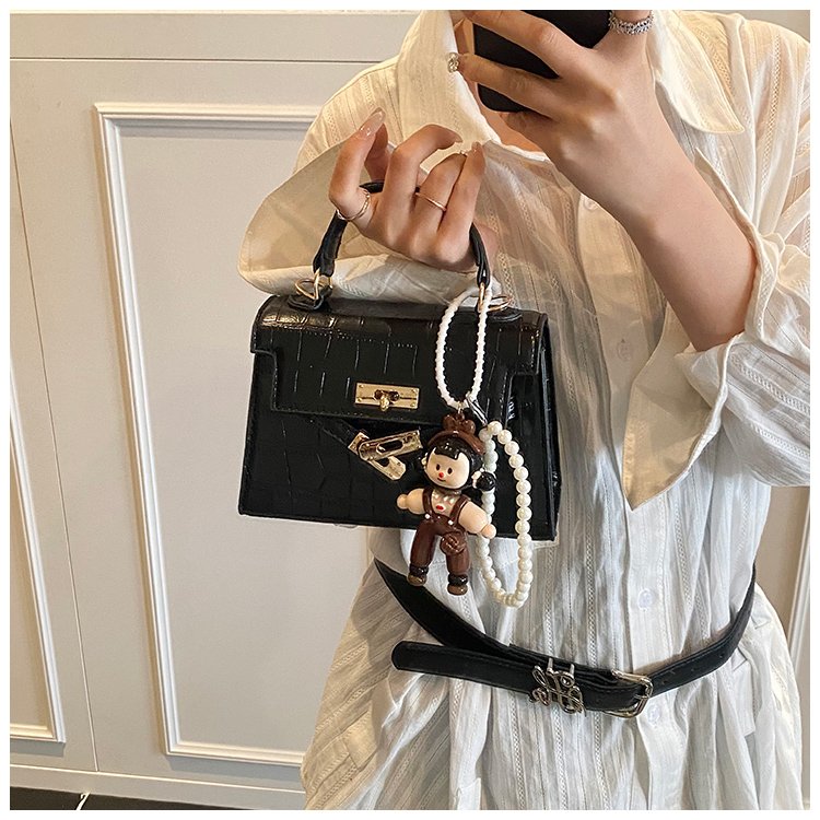 Women's PU Leather Monogram Flap Top Handle Shoulder Bag detail 11