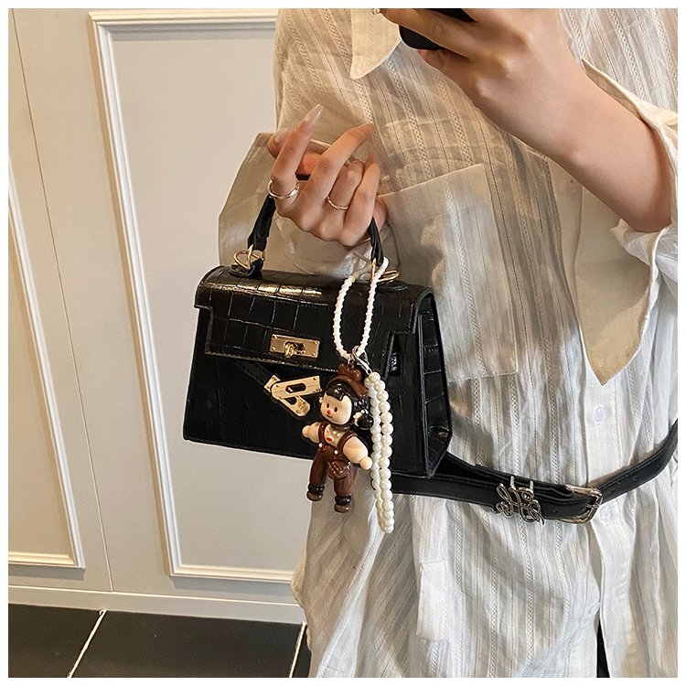 Women's PU Leather Monogram Flap Top Handle Shoulder Bag detail 12