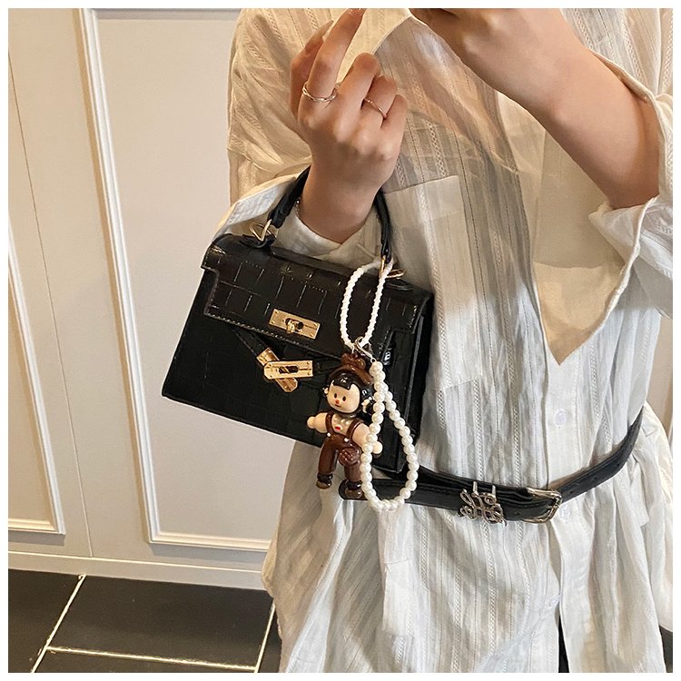 Women's PU Leather Monogram Flap Top Handle Shoulder Bag detail 14