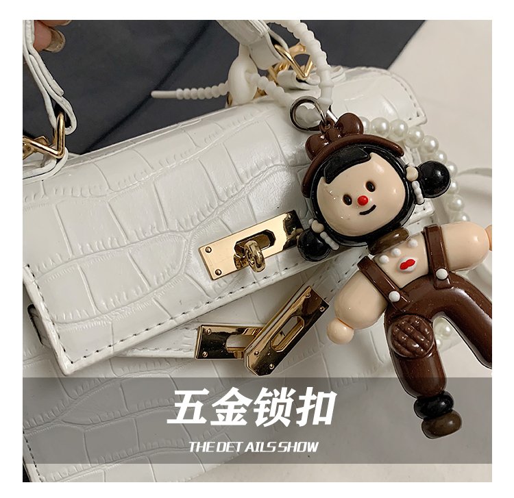 Women's PU Leather Monogram Flap Top Handle Shoulder Bag detail 1