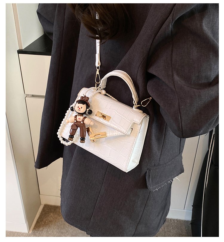 Women's PU Leather Monogram Flap Top Handle Shoulder Bag detail 3