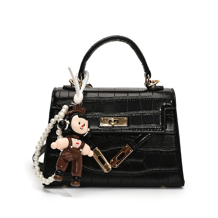 Women's PU Leather Monogram Flap Top Handle Shoulder Bag view 4