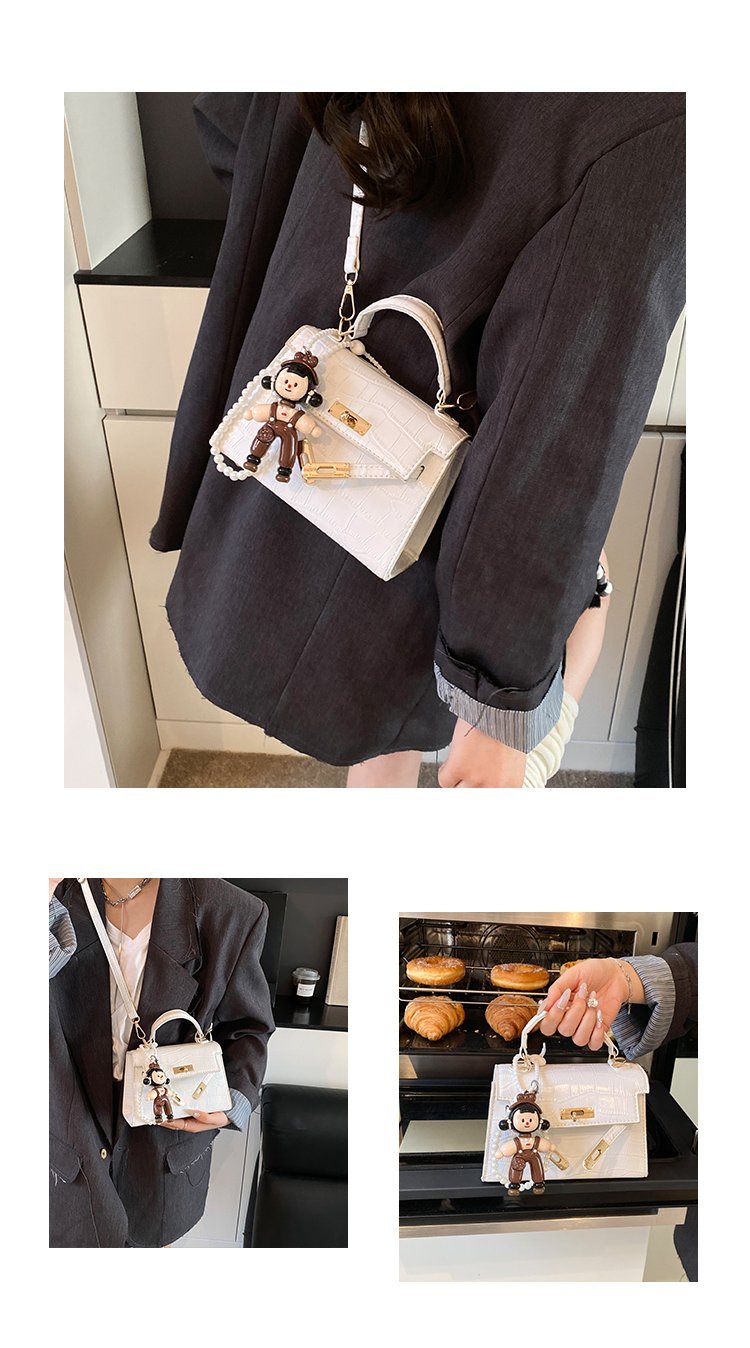 Women's PU Leather Monogram Flap Top Handle Shoulder Bag detail 4