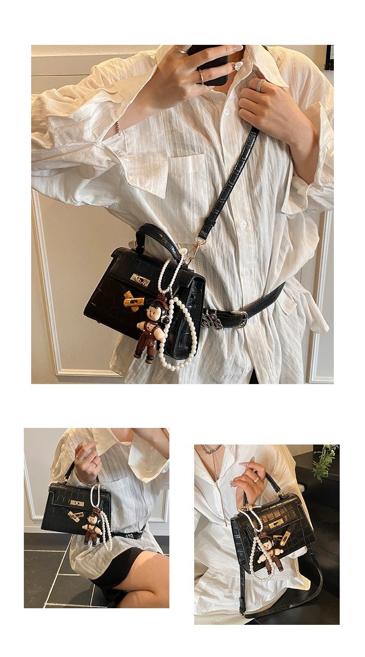 Women's PU Leather Monogram Flap Top Handle Shoulder Bag detail 6