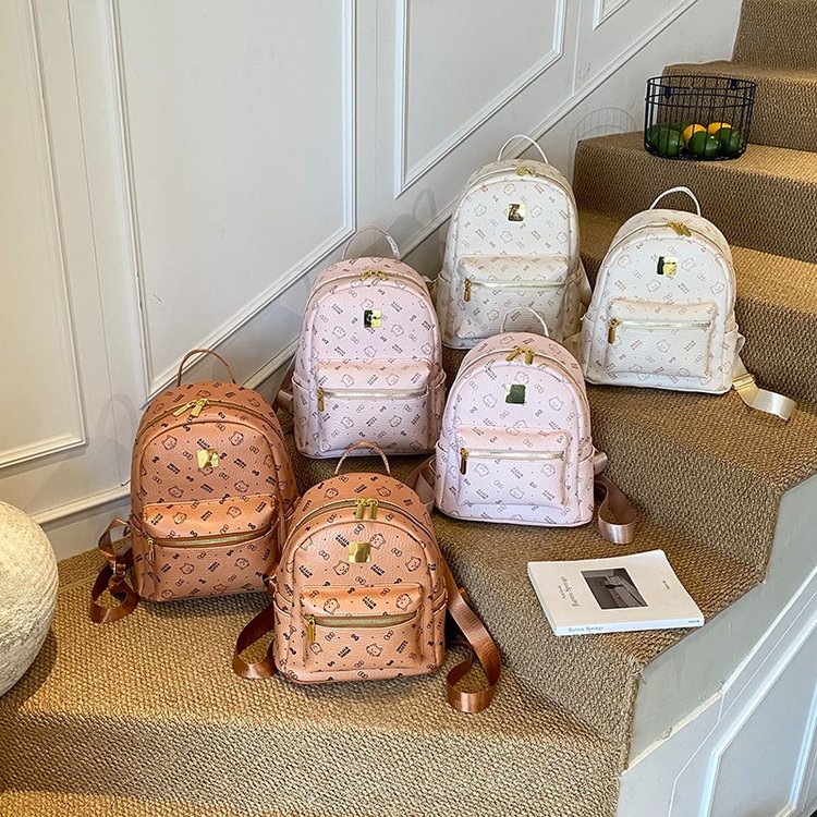 Women's PU Leather Monogram Mini Backpack view 2