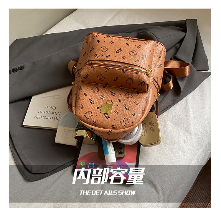 Women's PU Leather Monogram Mini Backpack detail 10