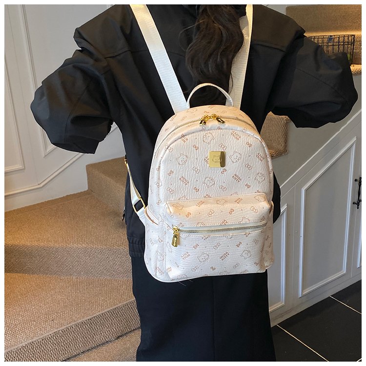 Women's PU Leather Monogram Mini Backpack detail 13