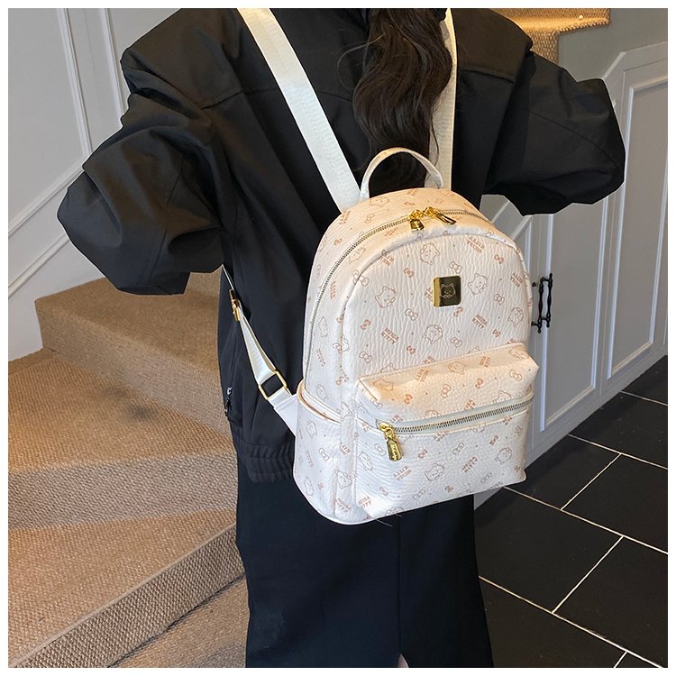 Women's PU Leather Monogram Mini Backpack detail 17