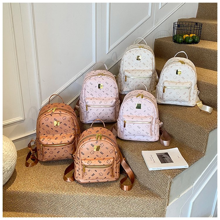 Women's PU Leather Monogram Mini Backpack detail 1