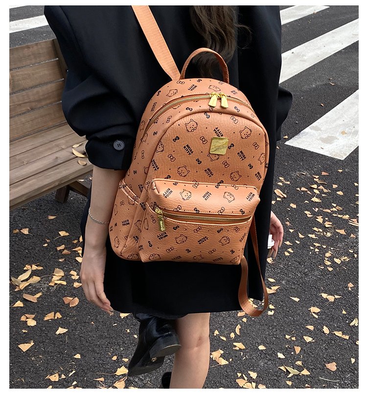 Women's PU Leather Monogram Mini Backpack detail 2