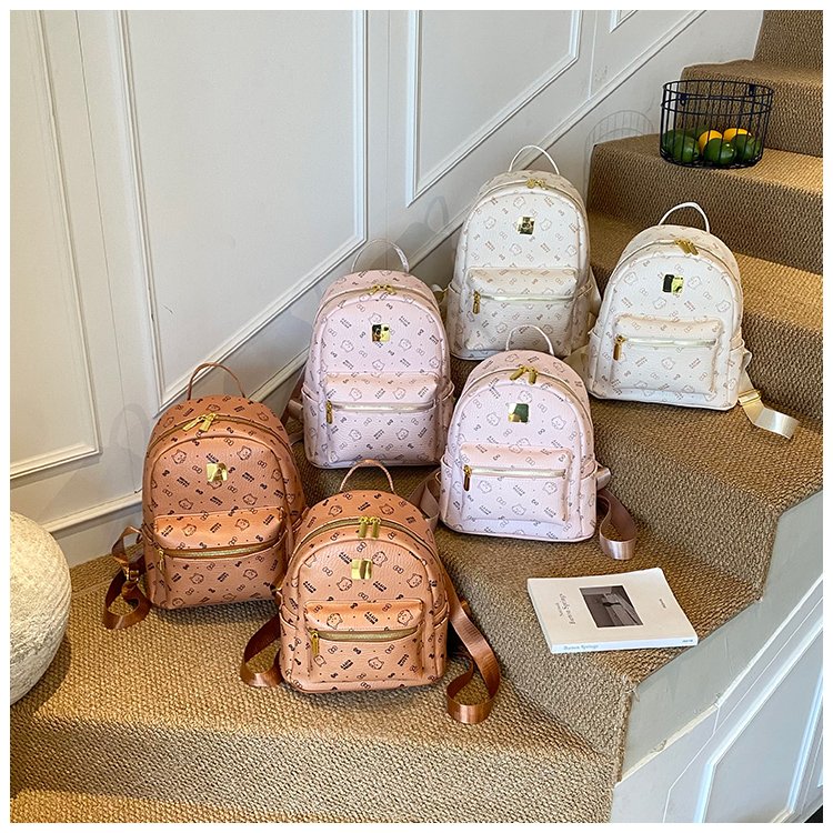 Women's PU Leather Monogram Mini Backpack detail 3