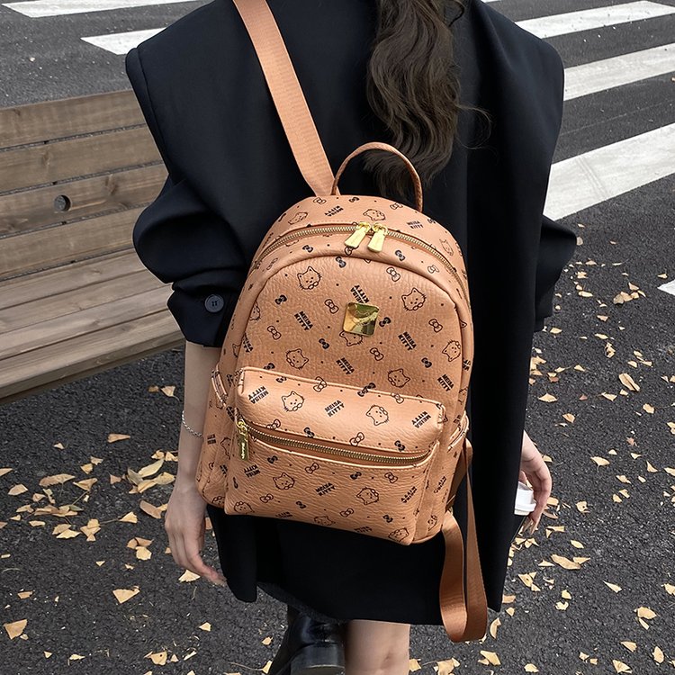 Women's PU Leather Monogram Mini Backpack view 3