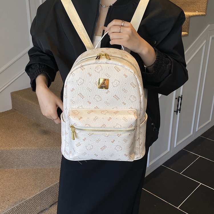 Women's PU Leather Monogram Mini Backpack view 4