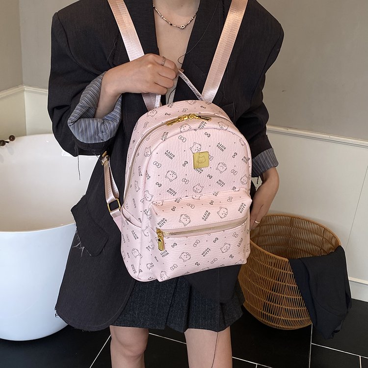 Women's PU Leather Monogram Mini Backpack view 5
