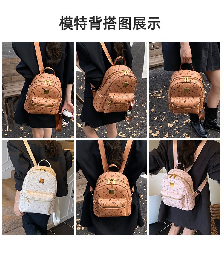 Women's PU Leather Monogram Mini Backpack detail 4